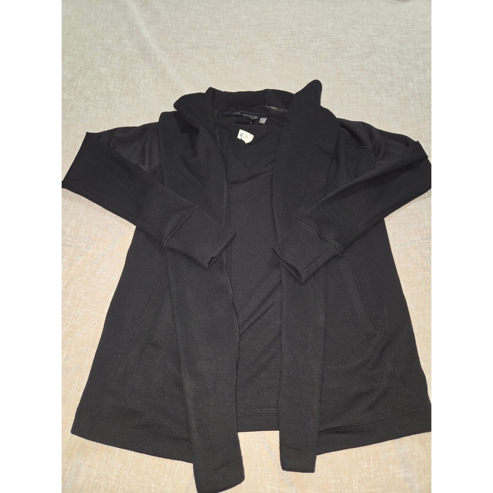 Danskin Women Black NWT Open Front Cardigan Thumbhole Pockets XS 9892